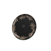 Kitchen Goods Terracota Plate with Leaf Design - Black